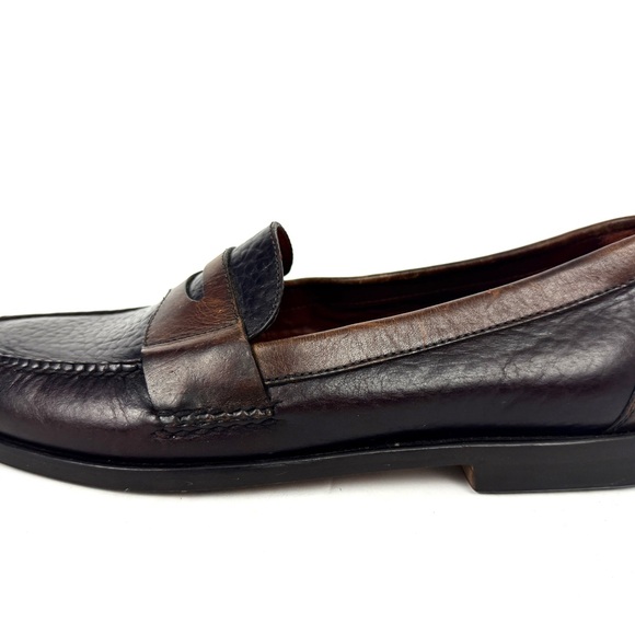 H.S Trask Bozeman Montana Brown & Burgundy Leather Classic Penny Loafers 9.5M - Picture 7 of 12